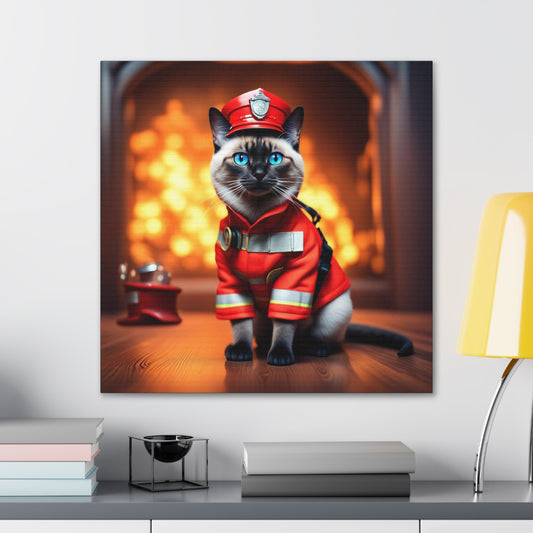 The Fireman Cat Profession NFT Art Canvas Gallery Wraps