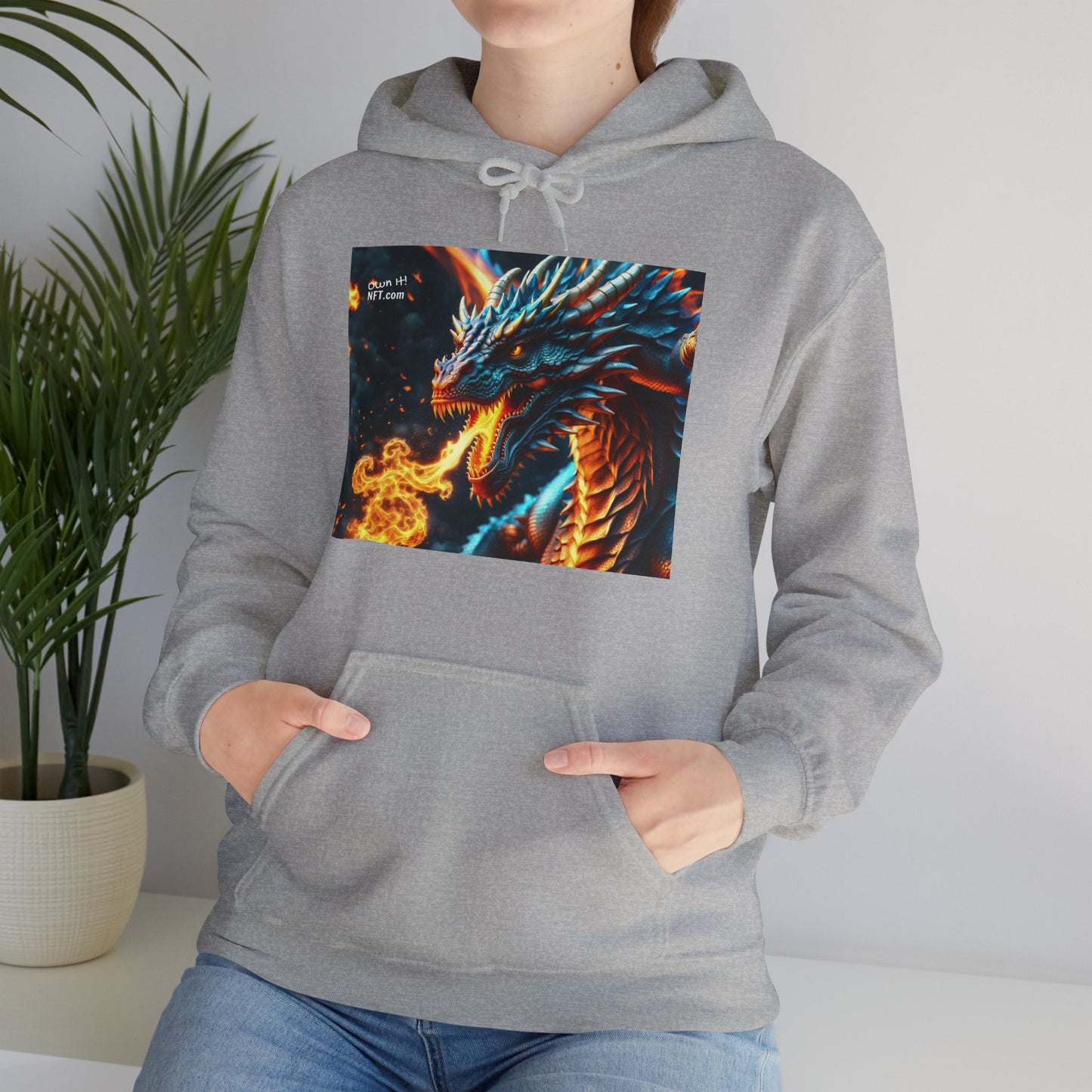 Fan Inspired Fire-Breathing Dragon NFT Art Unisex Heavy Blend™ Hooded Sweatshirt