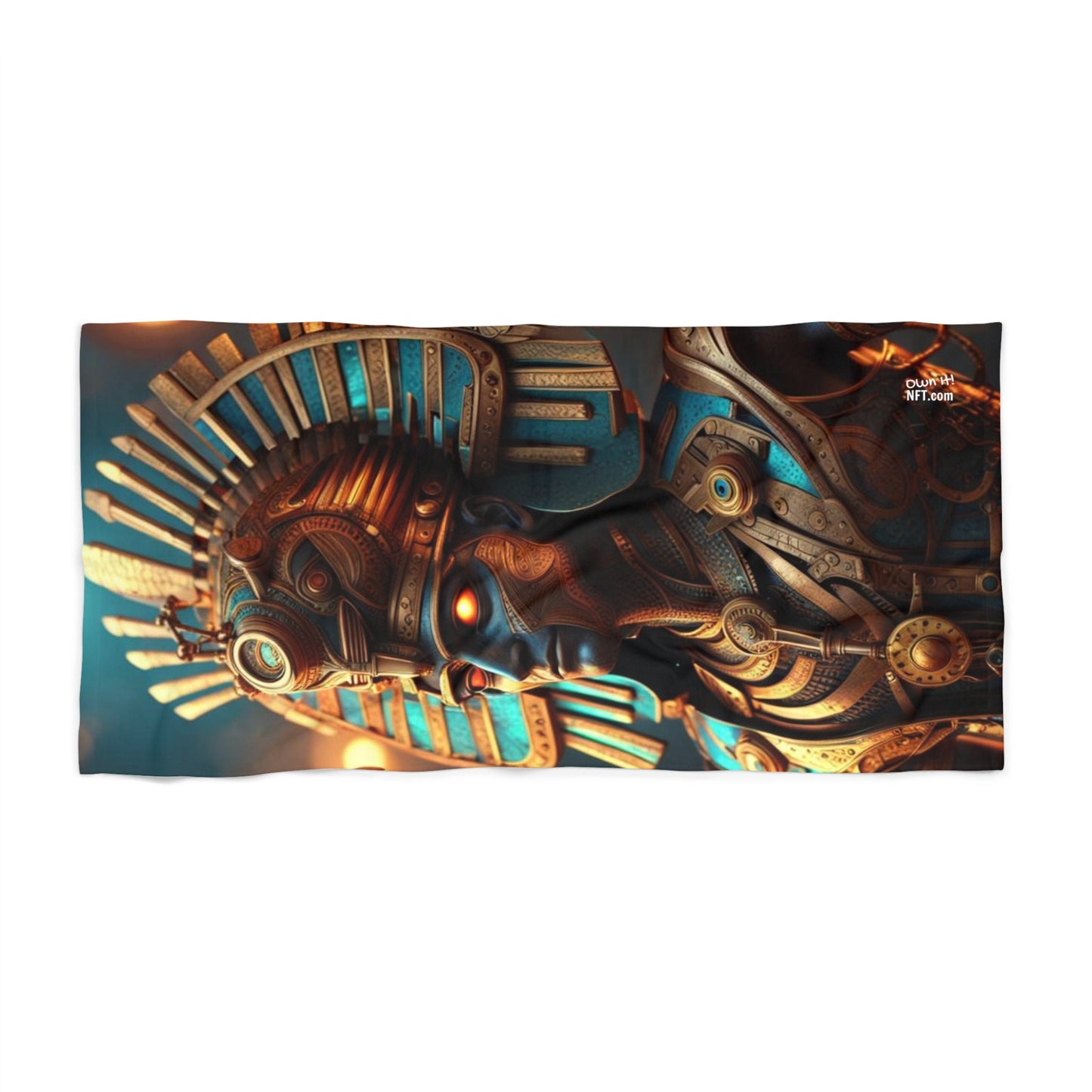 Steampunk Egyptian God Horus NFT Art Beach Towel