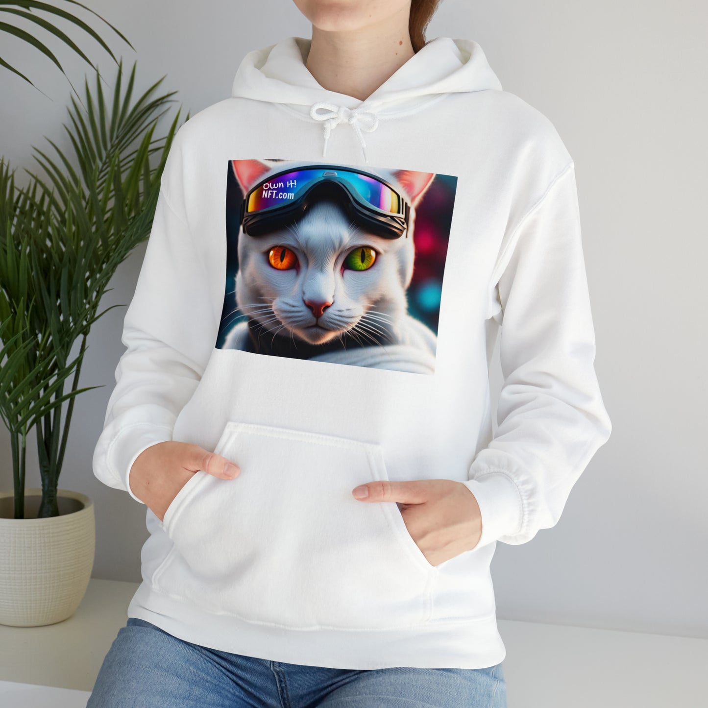 The Ski Instructor Cat Profession NFT Art Unisex Heavy Blend™ Hooded Sweatshirt