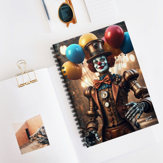 Steampunk Circus Clown NFT Art Spiral Notebook - Ruled Line