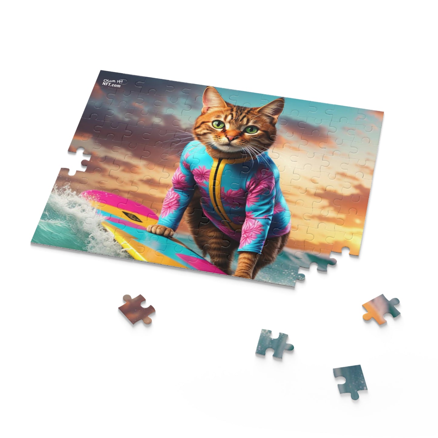 Surf Instructor Cat Profession NFT Art Collection Puzzle (120, 252, 500-Piece)