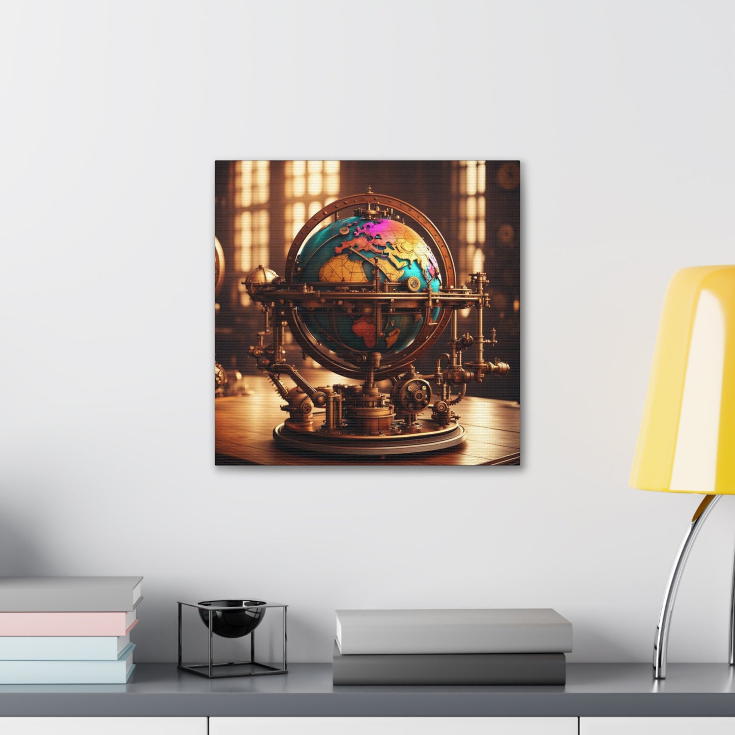 Steampunk World Globe NFT Art Canvas Gallery Wraps