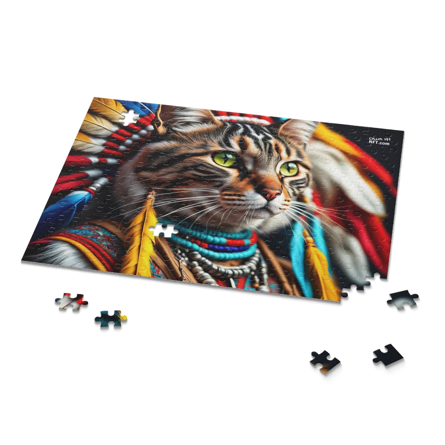 American Indian Chief Cat Profession NFT Art Collection Puzzle (120, 252, 500-Piece)