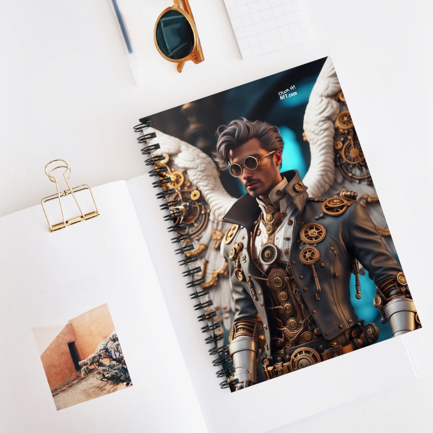 Steampunk Angel NFT Art Spiral Notebook - Ruled Line