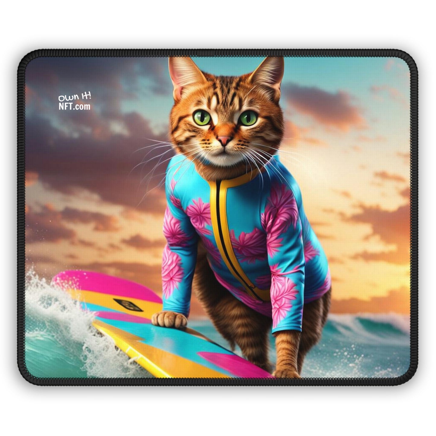 The Surf Instructor Cat Profession NFT Art Gaming Mouse Pad