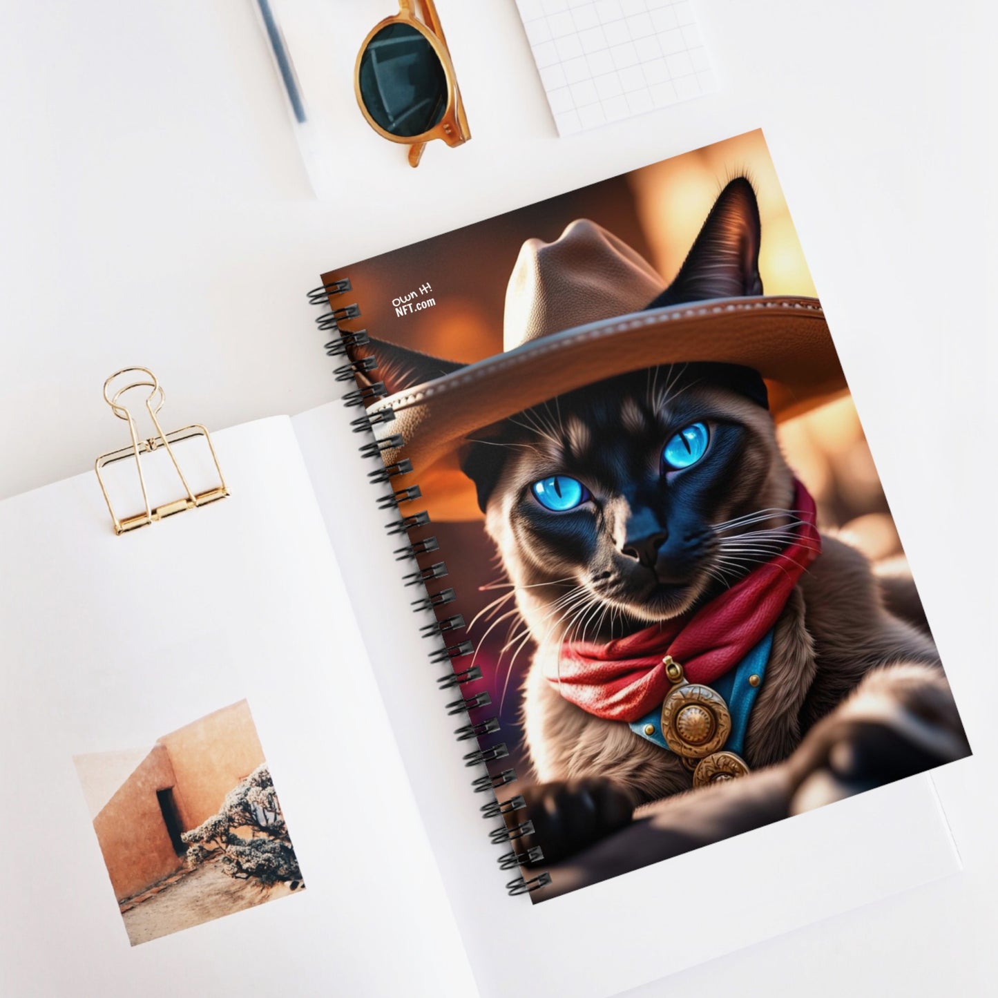 The Cowboy Cat Profession NFT Art Spiral Notebook - Ruled Line