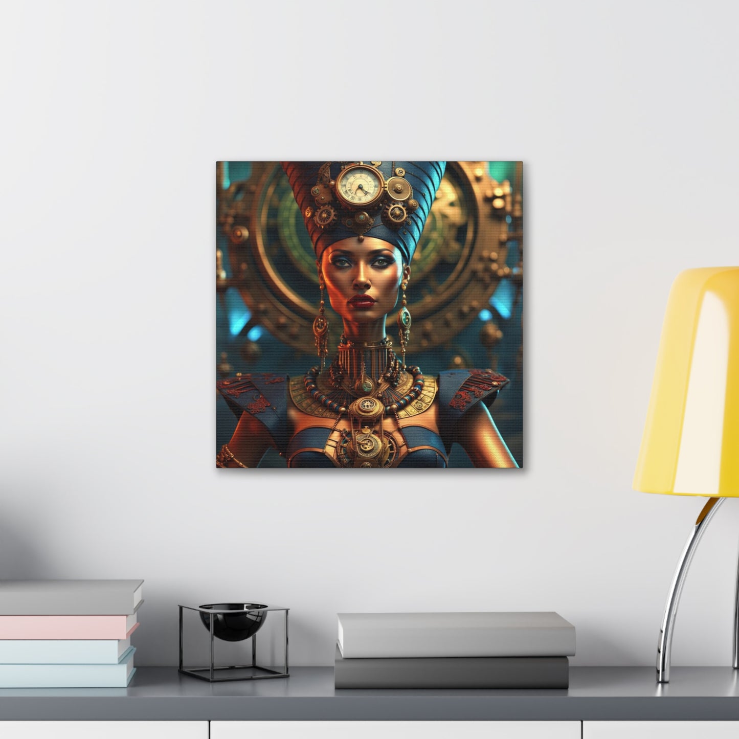 Steampunk Egyptian Queen Nefertiti NFT Art Canvas Gallery Wraps