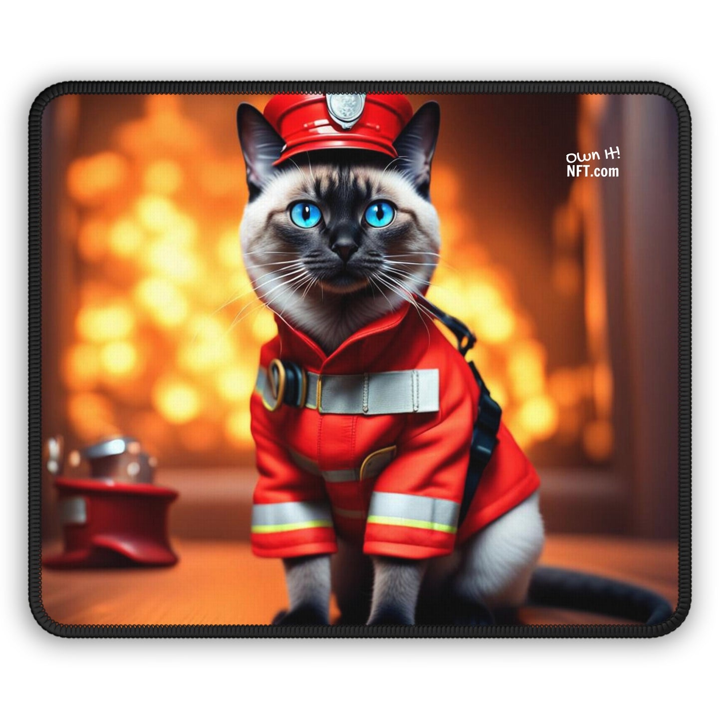 The Fireman Cat Profession NFT Art Gaming Mouse Pad