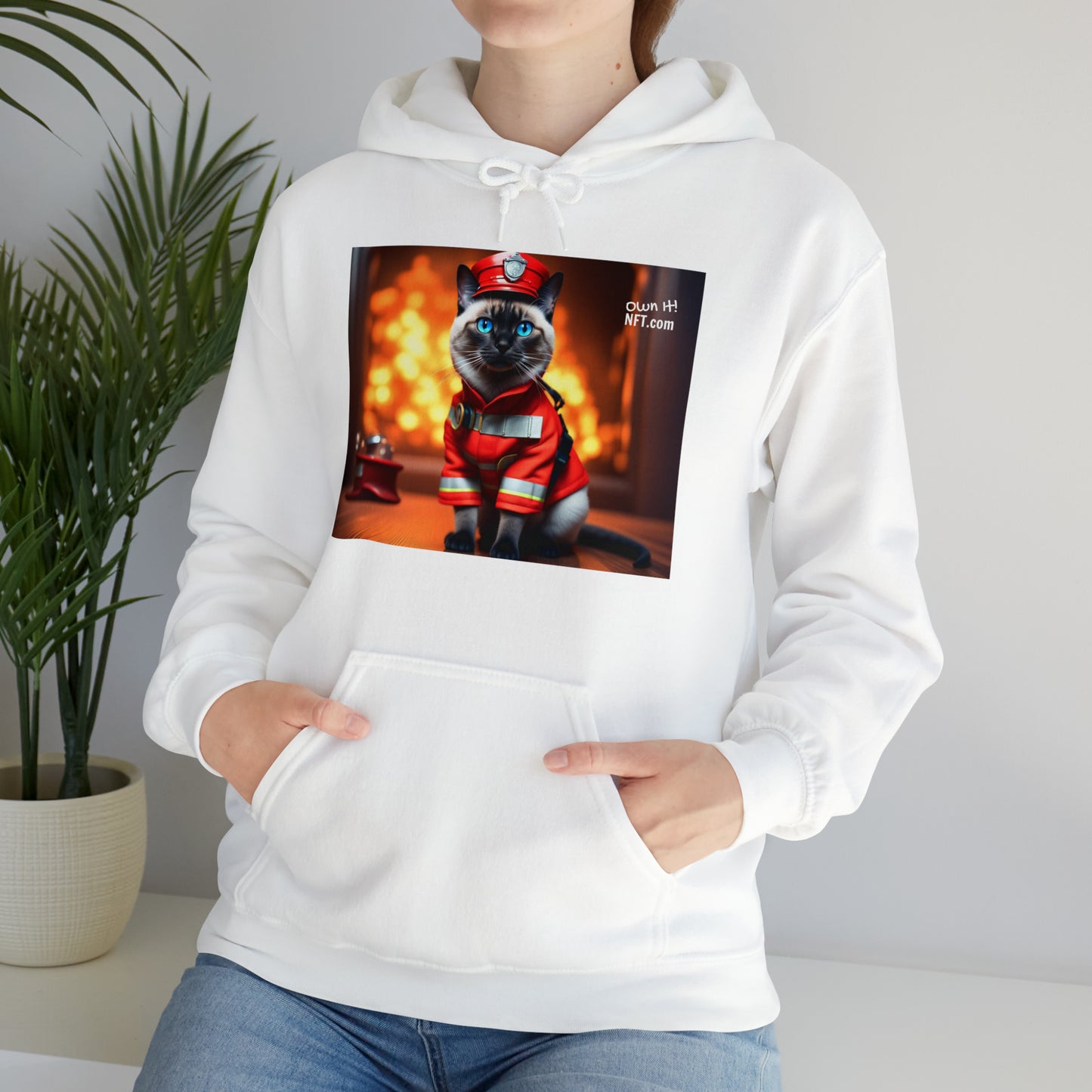 The Fireman Cat Profession NFT Art Unisex Heavy Blend™ Hooded Sweatshirt