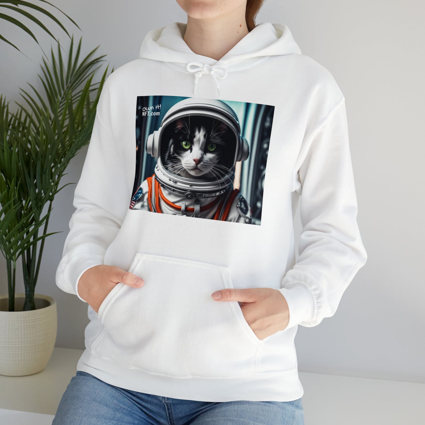 The Astronaut Cat Profession NFT Art Unisex Heavy Blend™ Hooded Sweatshirt