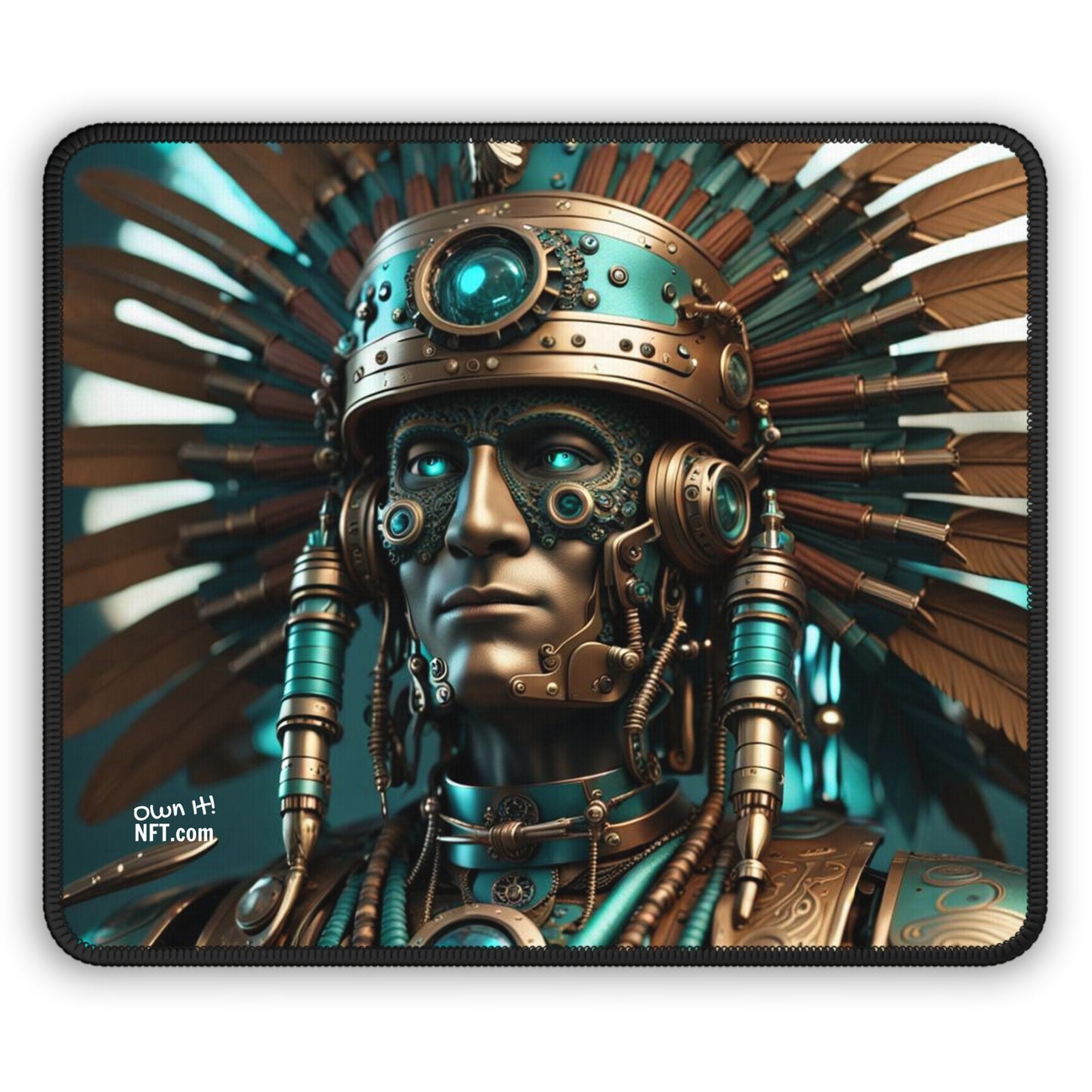 Steampunk American Indian Chief NFT Art Gaming Mouse Pad