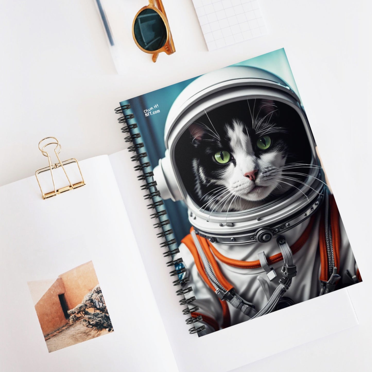 The Astronaut Cat Profession NFT Art Spiral Notebook - Ruled Line