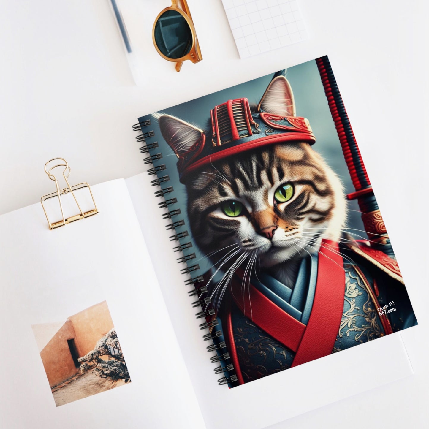 The Samurai Cat Profession NFT Art Spiral Notebook - Ruled Line