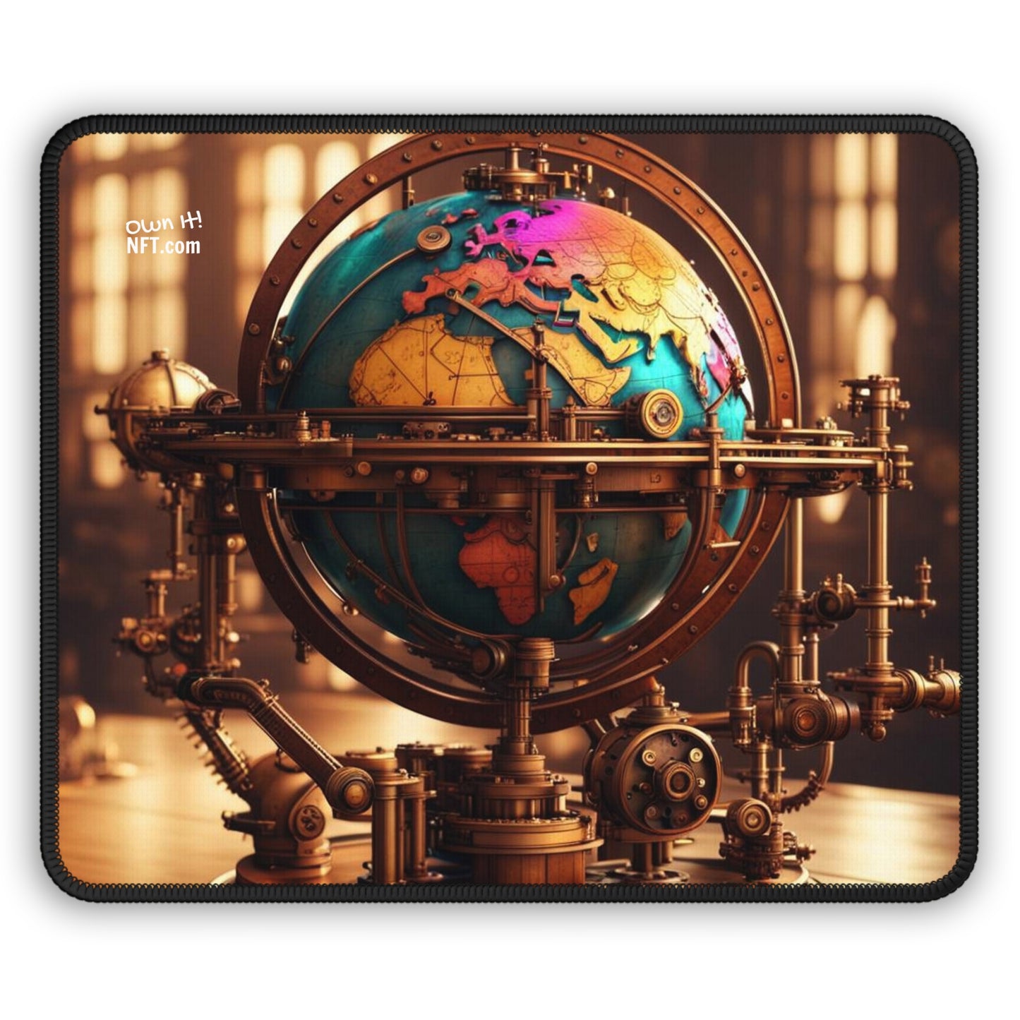 Steampunk World Globe NFT Art Gaming Mouse Pad