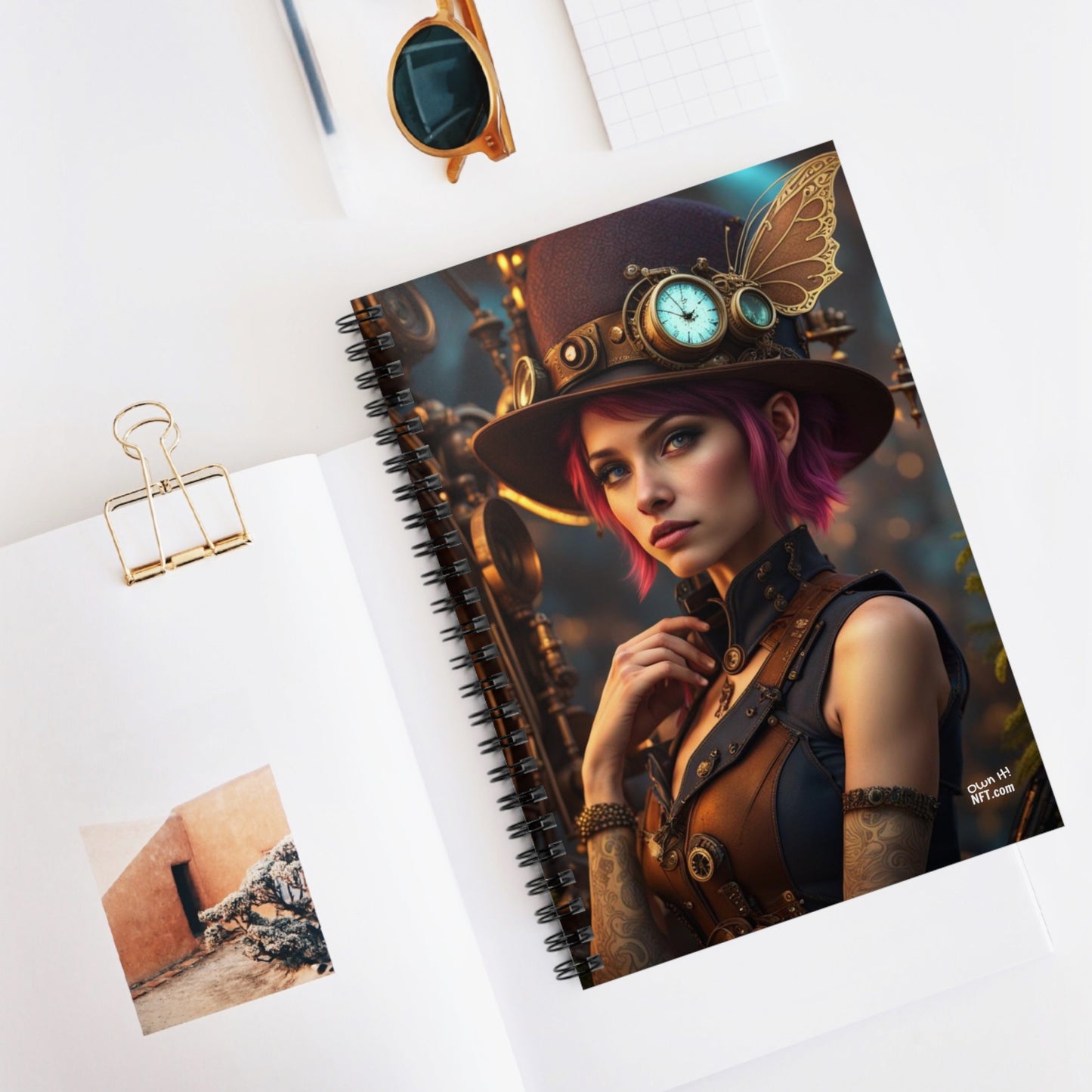 Steampunk Pixie NFT Art Spiral Notebook - Ruled Line