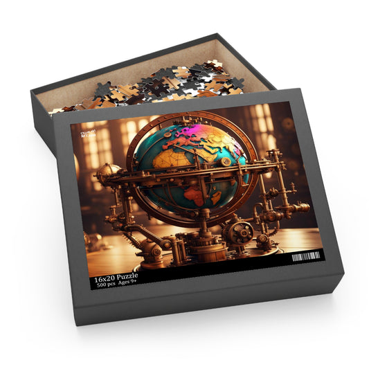 Steampunk World Globe NFT Art Collection Puzzle (120, 252, 500-Piece)