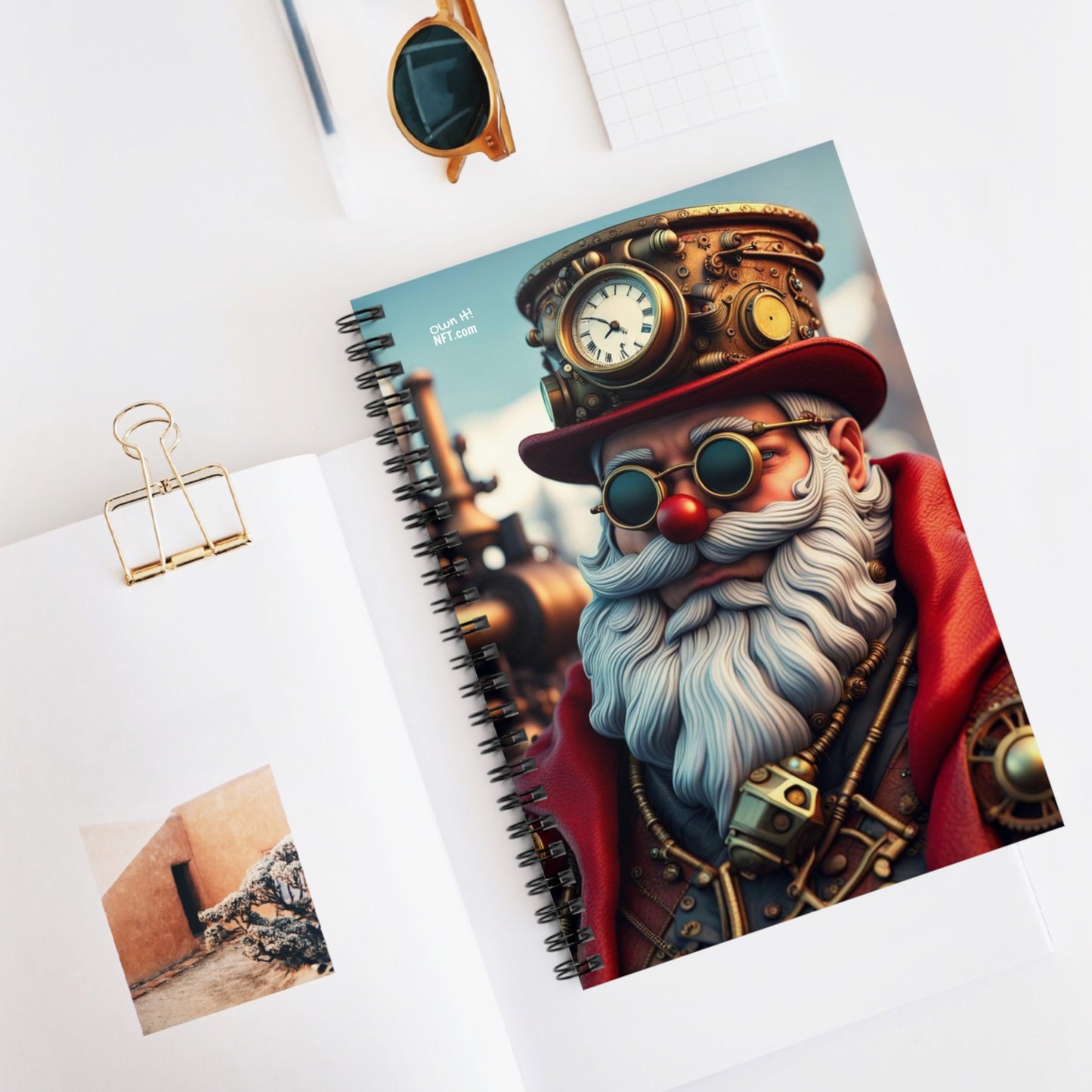 Steampunk Santa Claus NFT Art Spiral Notebook - Ruled Line