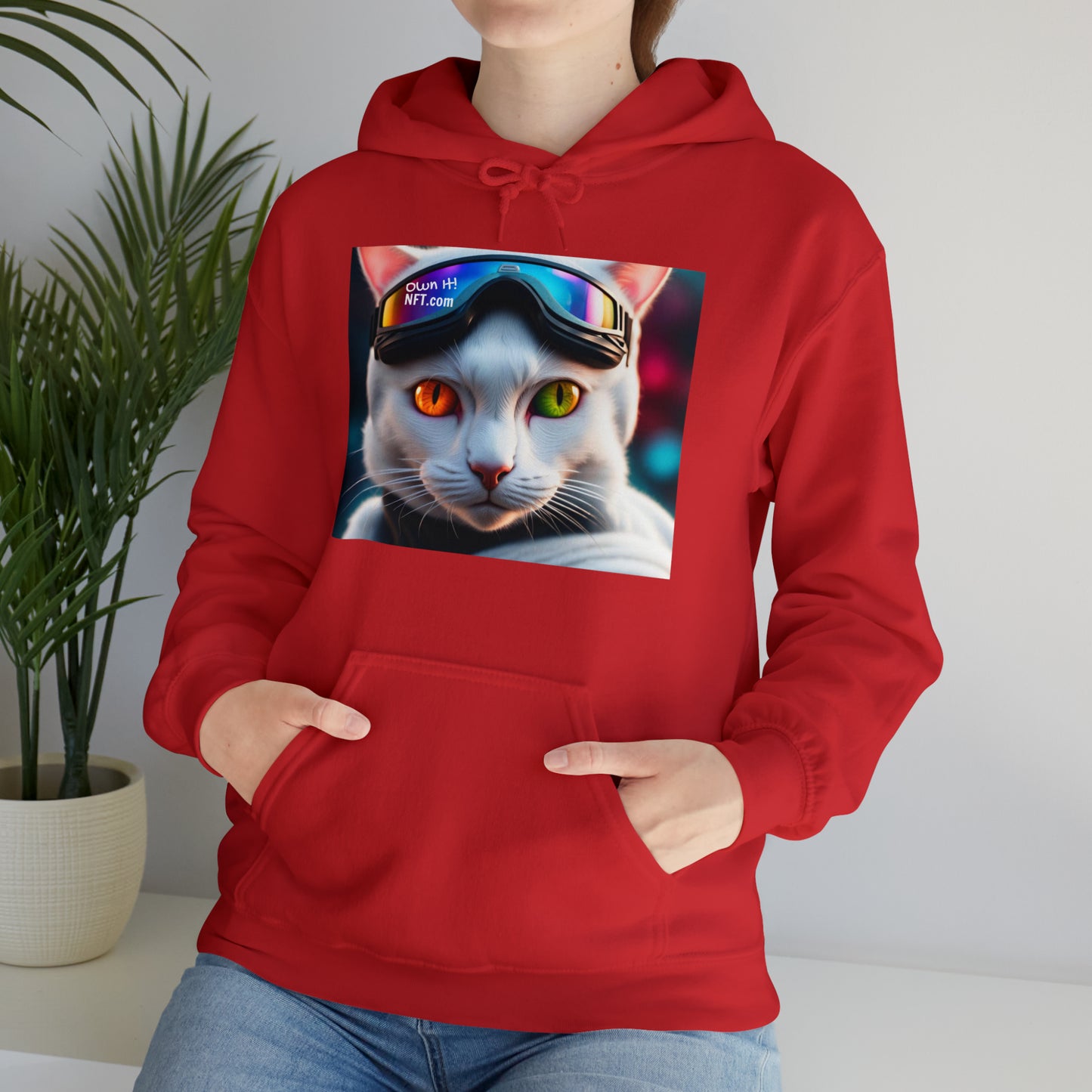 The Ski Instructor Cat Profession NFT Art Unisex Heavy Blend™ Hooded Sweatshirt