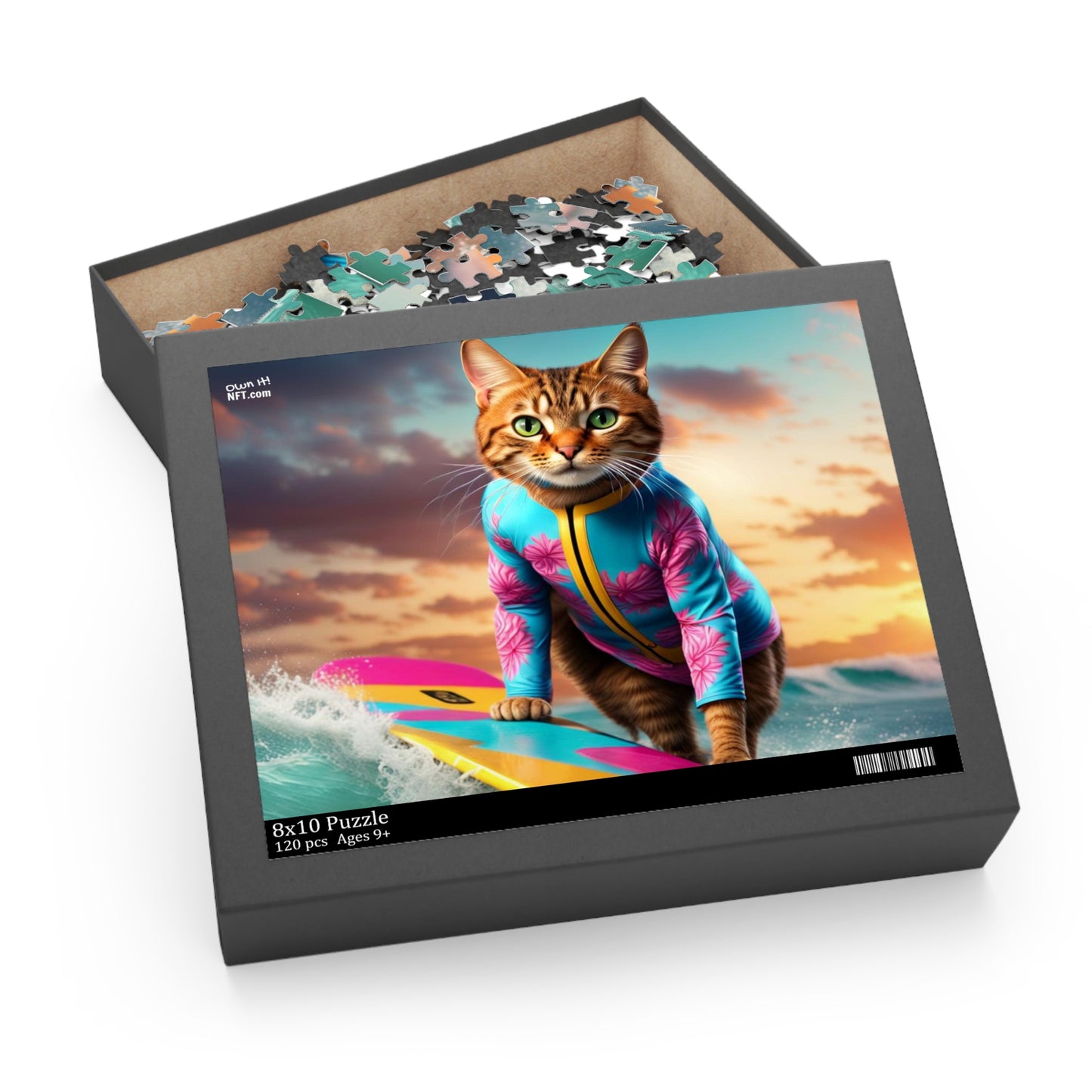 Surf Instructor Cat Profession NFT Art Collection Puzzle (120, 252, 500-Piece)