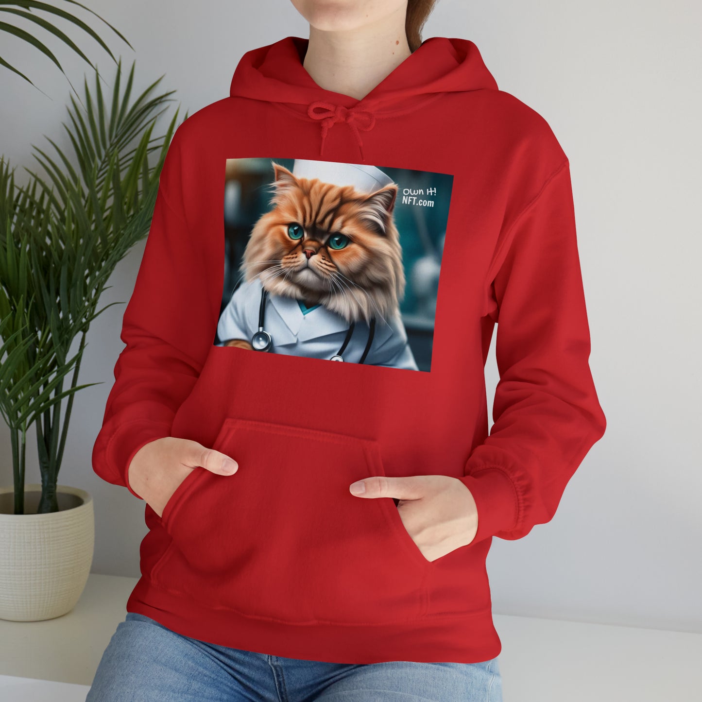 The Nurse Cat Profession NFT Art Unisex Heavy Blend™ Hooded Sweatshirt