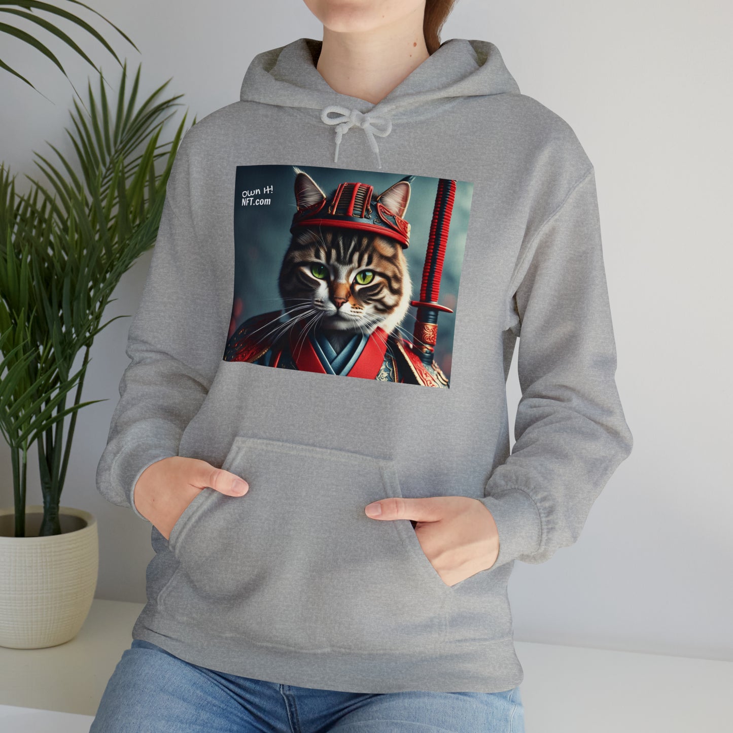 The Samurai Cat Profession NFT Art Unisex Heavy Blend™ Hooded Sweatshirt