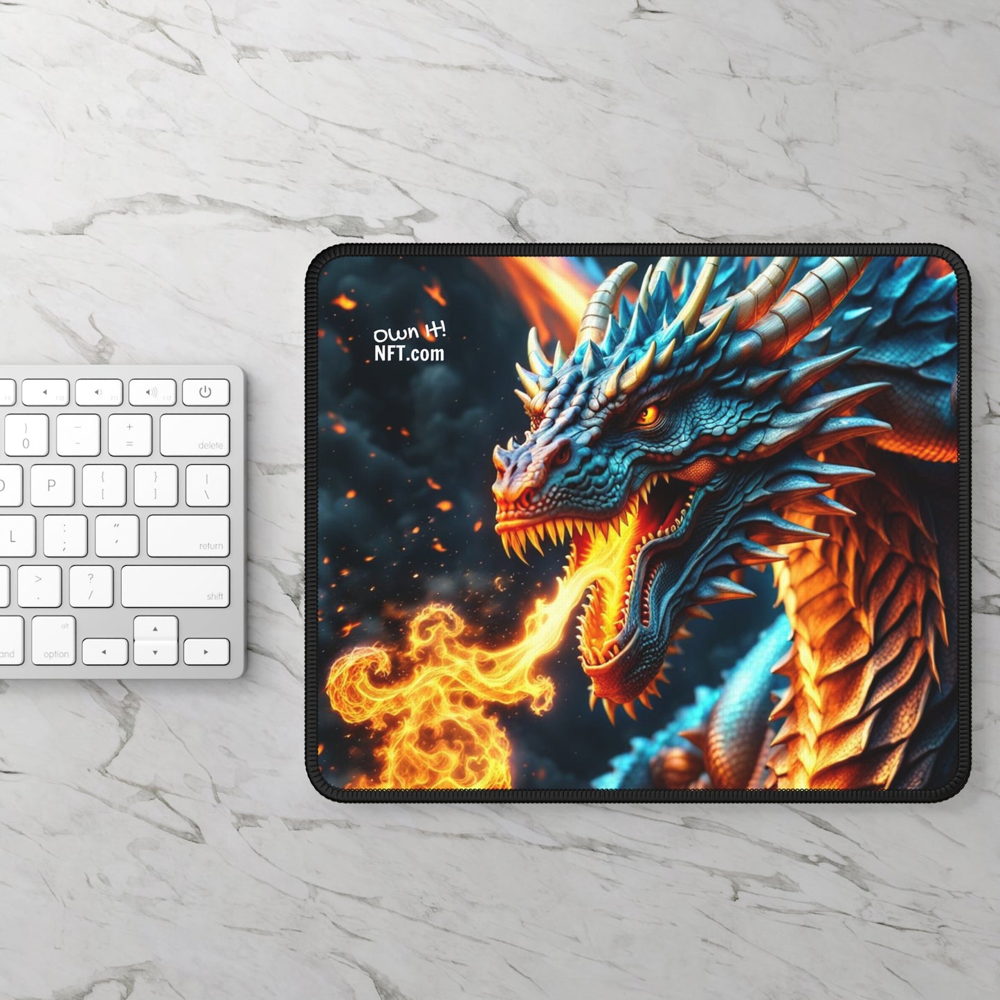 Fan Inspired Fire-Breathing Dragon NFT Art Gaming Mouse Pad