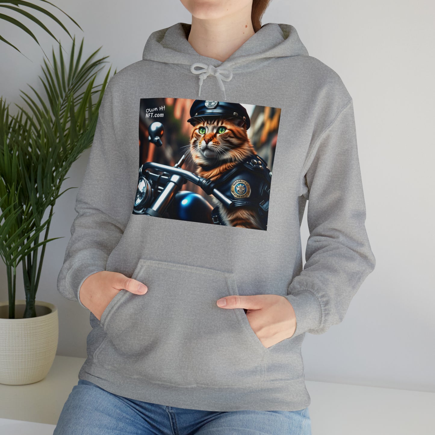 The Police Officer Cat Profession NFT Art Unisex Heavy Blend™ Hooded Sweatshirt