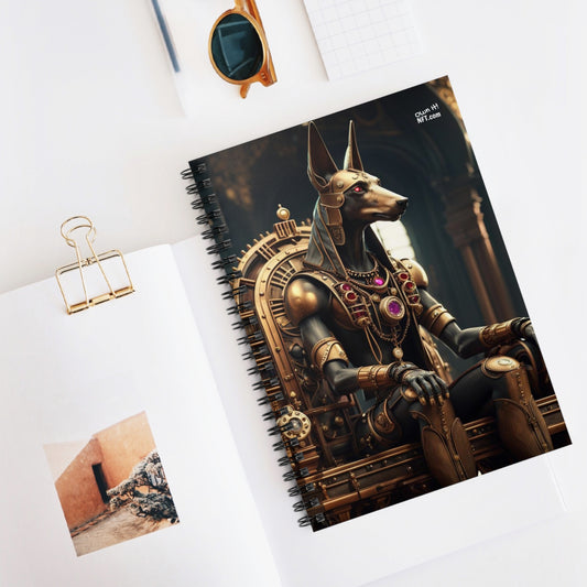 Steampunk Egyptian God Anubis NFT Art Spiral Notebook - Ruled Line