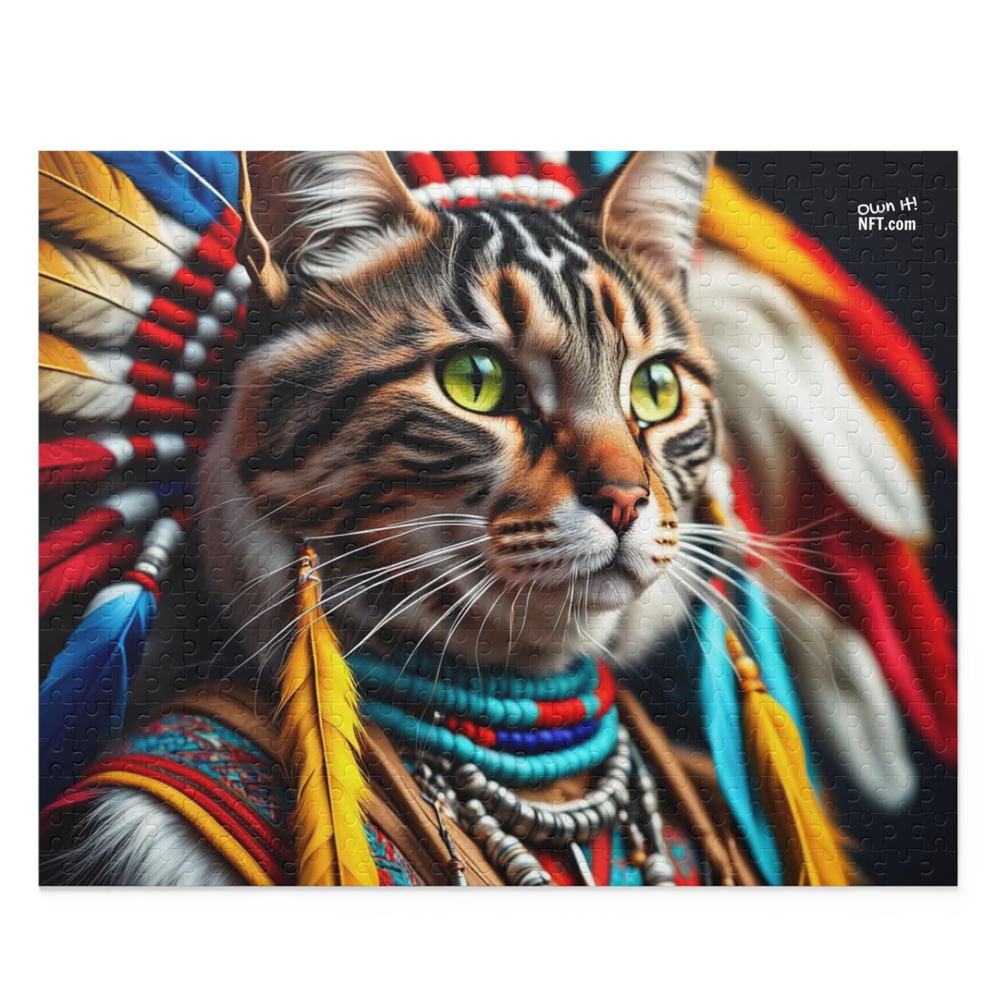 American Indian Chief Cat Profession NFT Art Collection Puzzle (120, 252, 500-Piece)