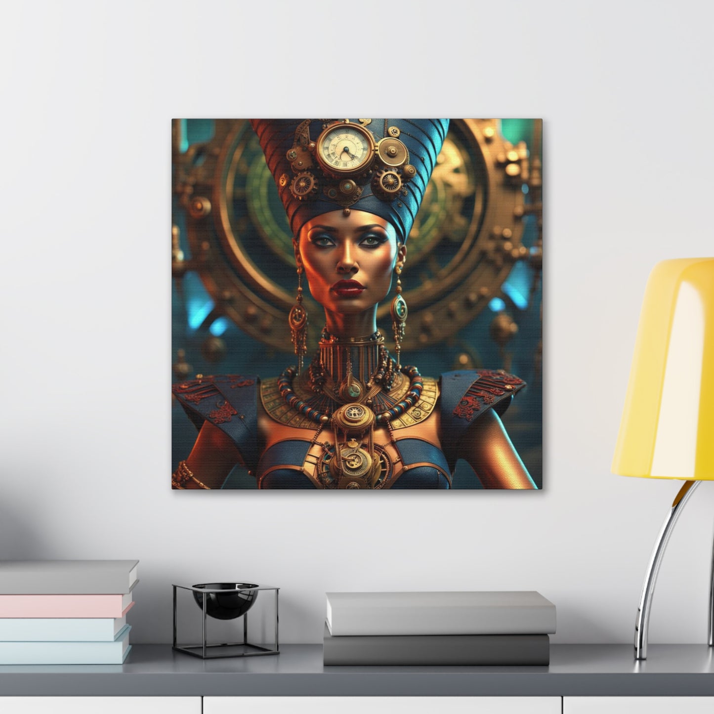 Steampunk Egyptian Queen Nefertiti NFT Art Canvas Gallery Wraps