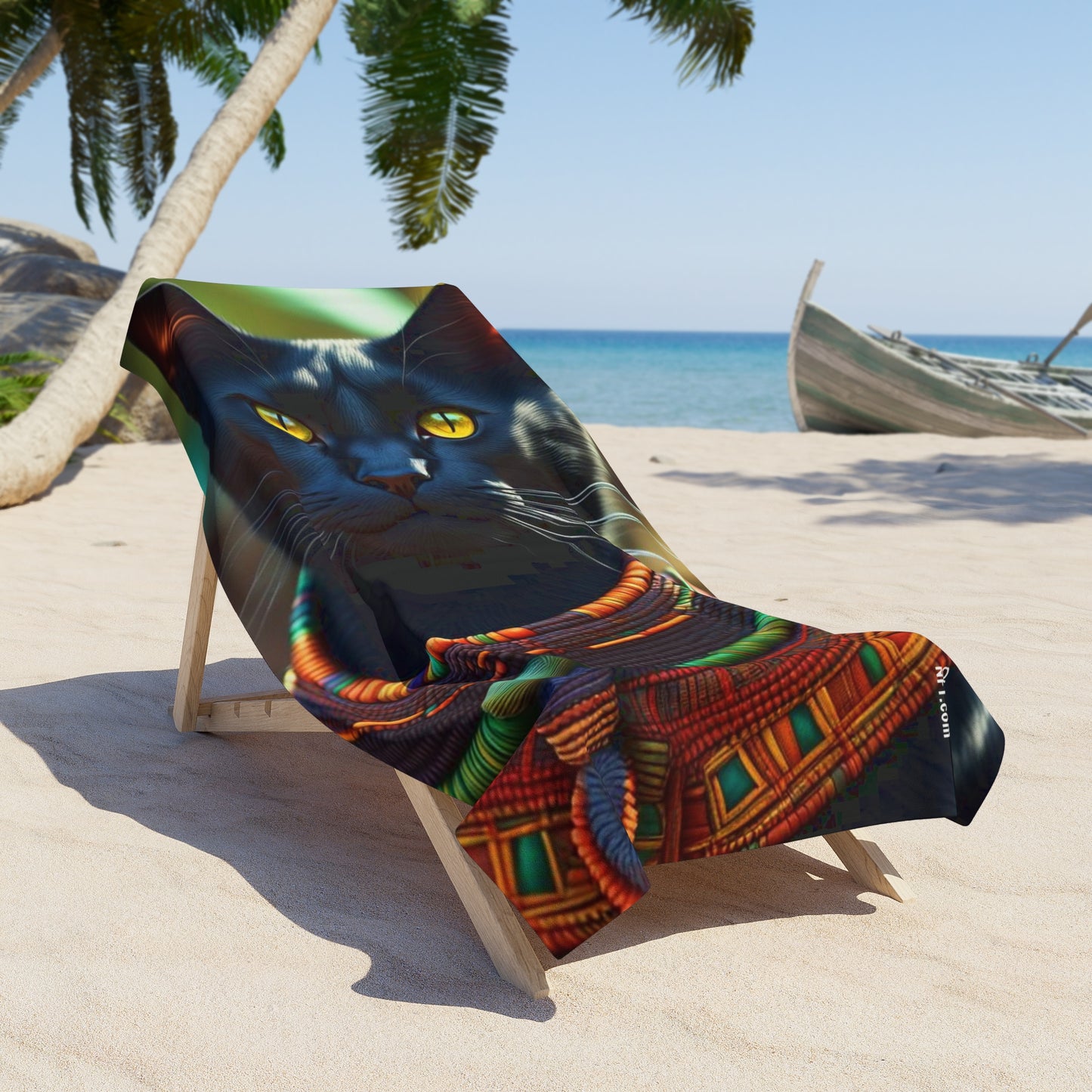 The African Chief Cat Profession NFT Art Beach Towel