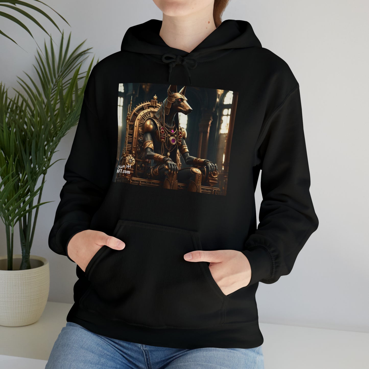 Steampunk Egyptian God Anubis NFT Art Unisex Heavy Blend™ Hooded Sweatshirt