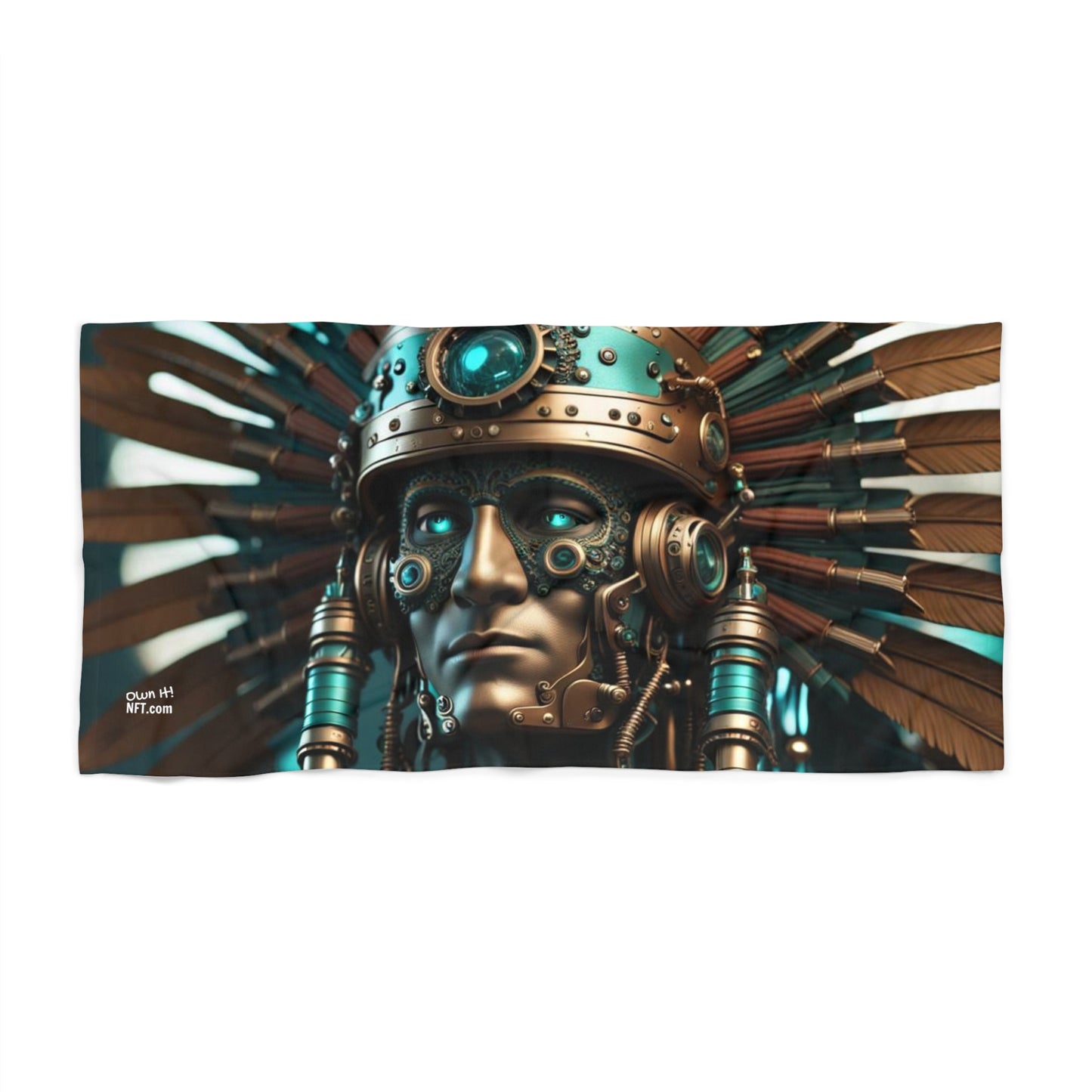 Steampunk American Indian Chief NFT Art Beach Towel