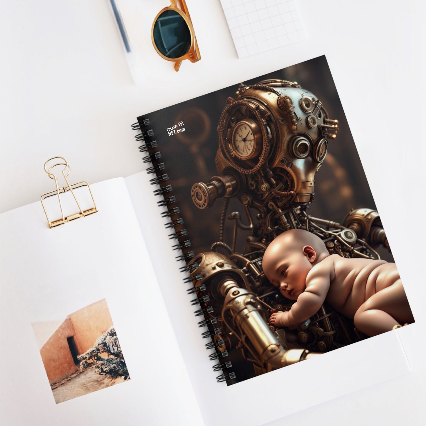 Steampunk Guardian NFT Art Spiral Notebook - Ruled Line