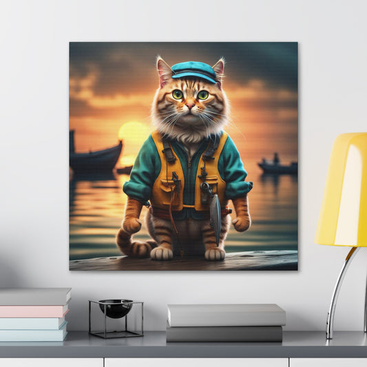 The Fisherman Cat Profession NFT Art Canvas Gallery Wraps