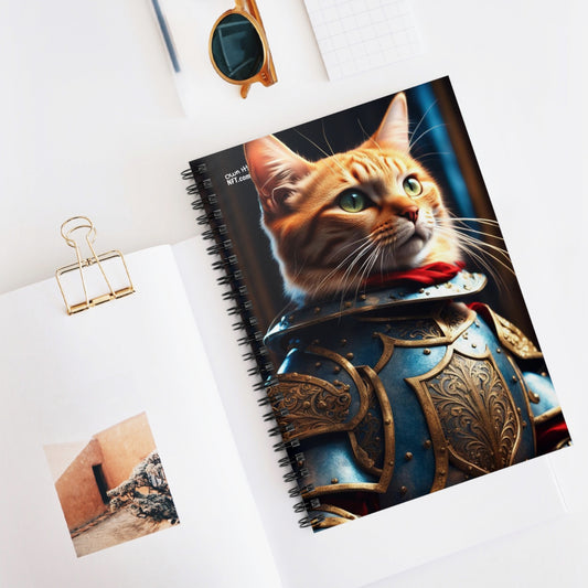 The Knight of the Round Table Cat Profession NFT Art Spiral Notebook - Ruled Line