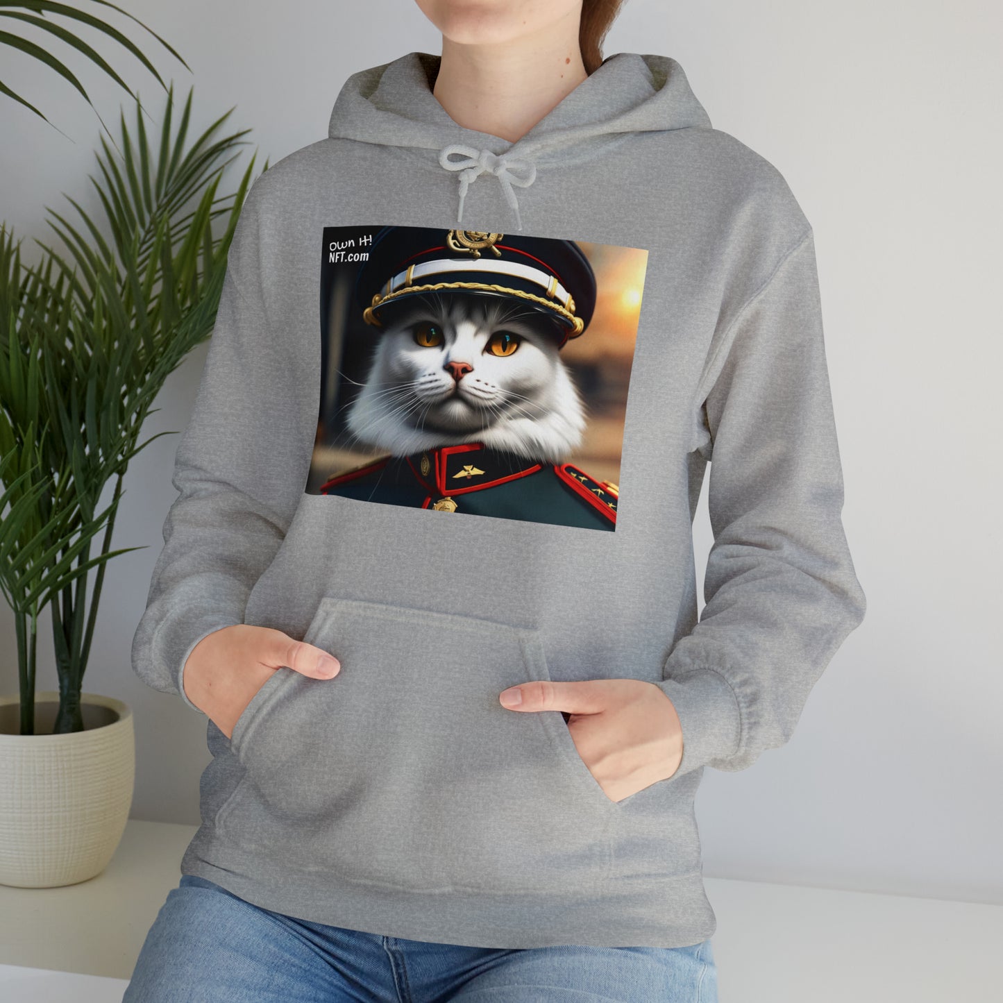 The Officer Cat Profession NFT Art Unisex Heavy Blend™ Hooded Sweatshirt