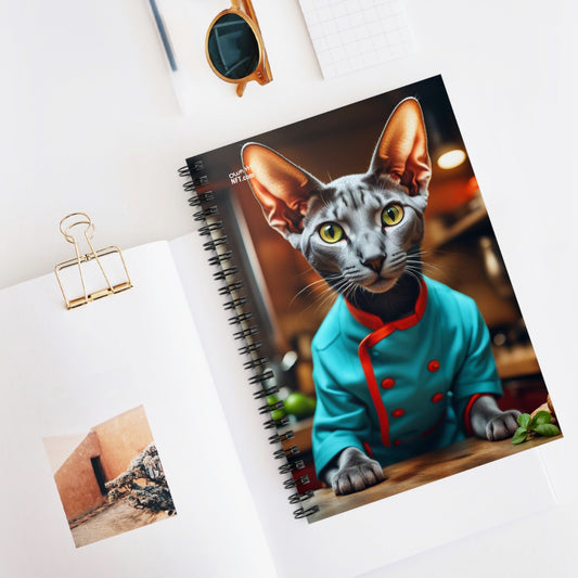 The Head Chef Cat Profession NFT Art Spiral Notebook - Ruled Line