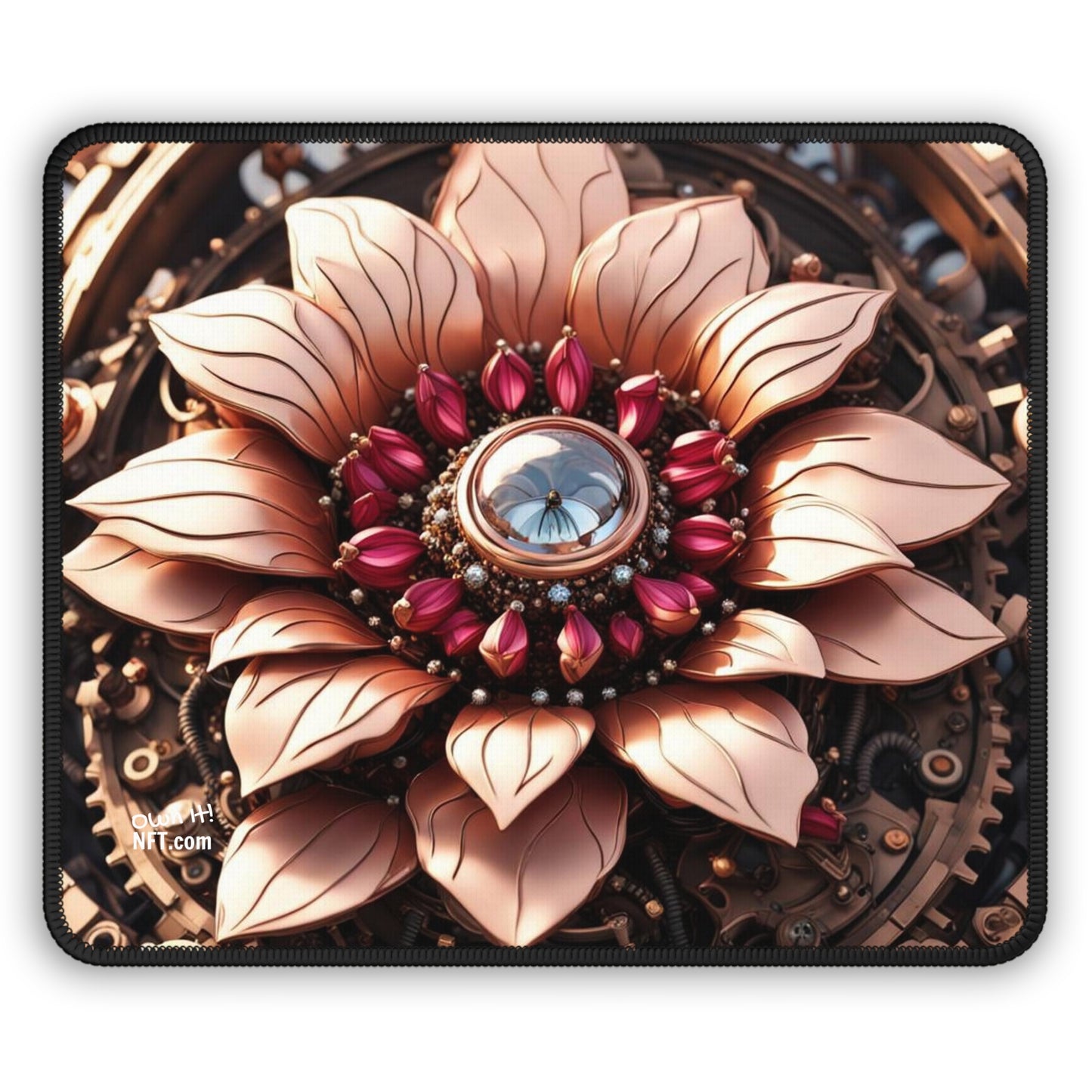 Steampunk Dahlia Flower NFT Art Gaming Mouse Pad