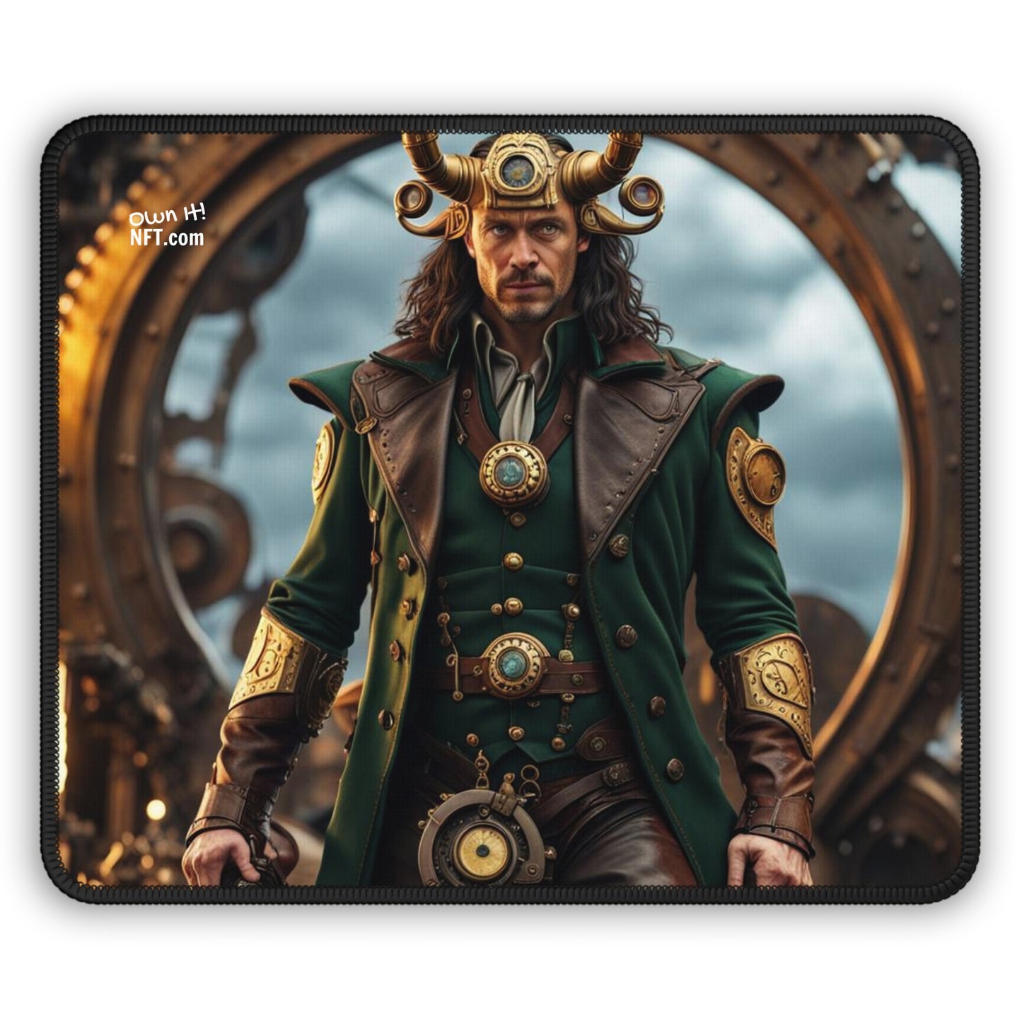 Steampunk Norse God Loki NFT Art Gaming Mouse Pad