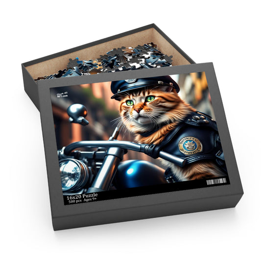 Police Officer Cat Profession NFT Art Collection Puzzle (120, 252, 500-Piece)