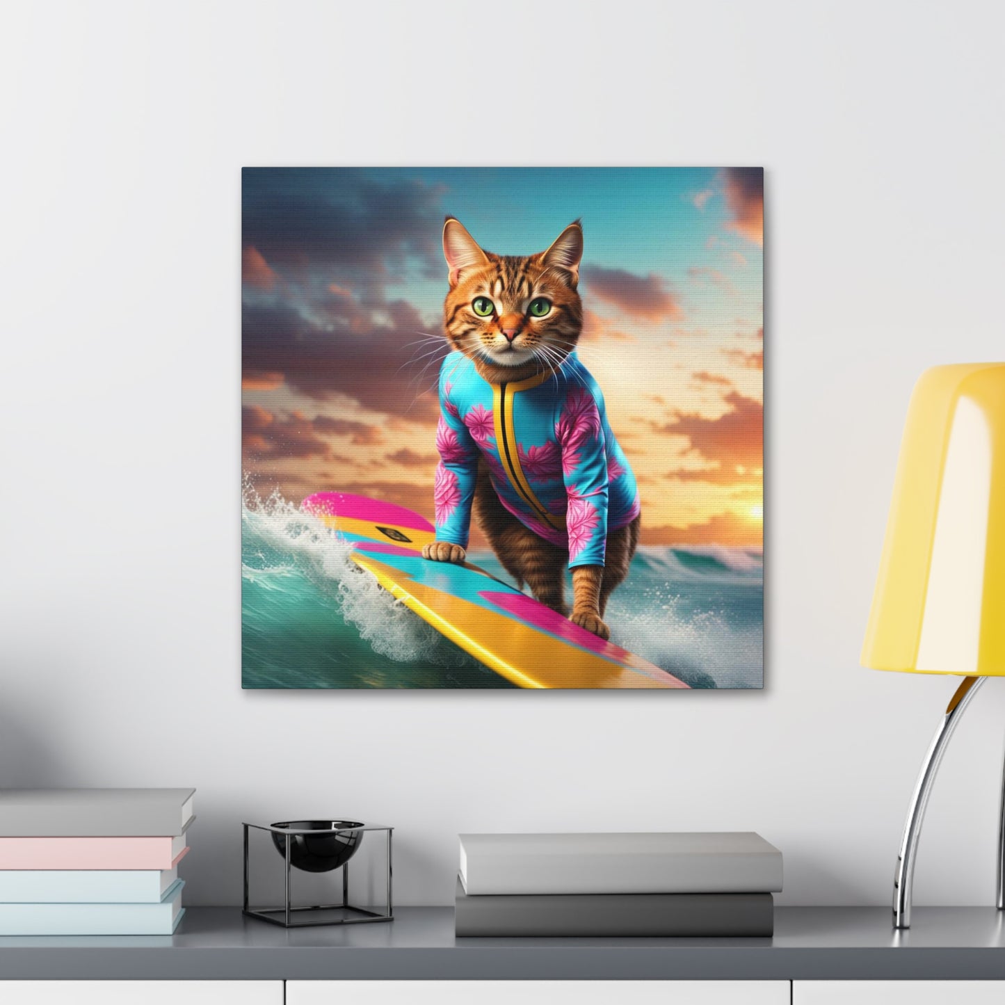 The Surf Instructor Cat Profession NFT Art Canvas Gallery Wraps