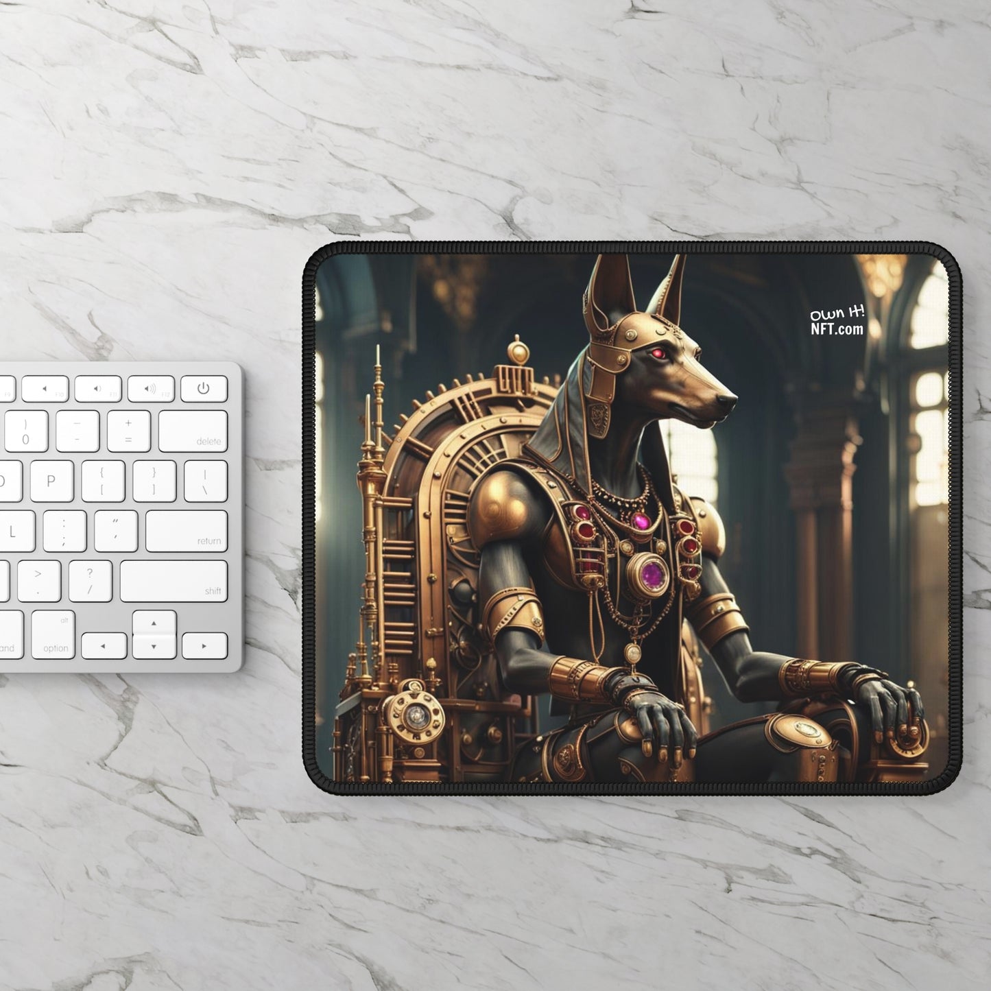 Steampunk Egyptian God Anubis NFT Art Gaming Mouse Pad