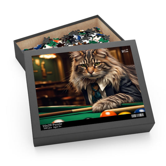 Pool Shark Cat Profession NFT Art Collection Puzzle (120, 252, 500-Piece)