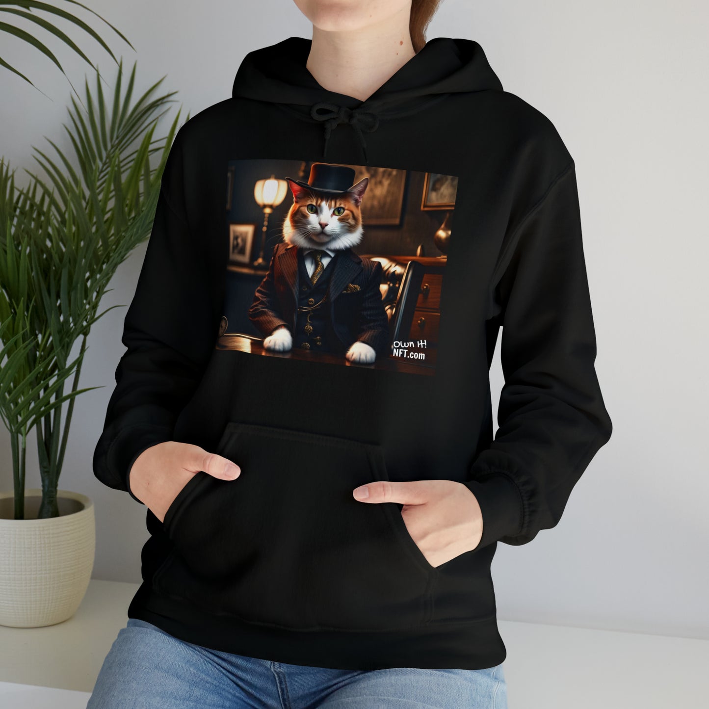 The Mafia Boss Cat Profession NFT Art Unisex Heavy Blend™ Hooded Sweatshirt