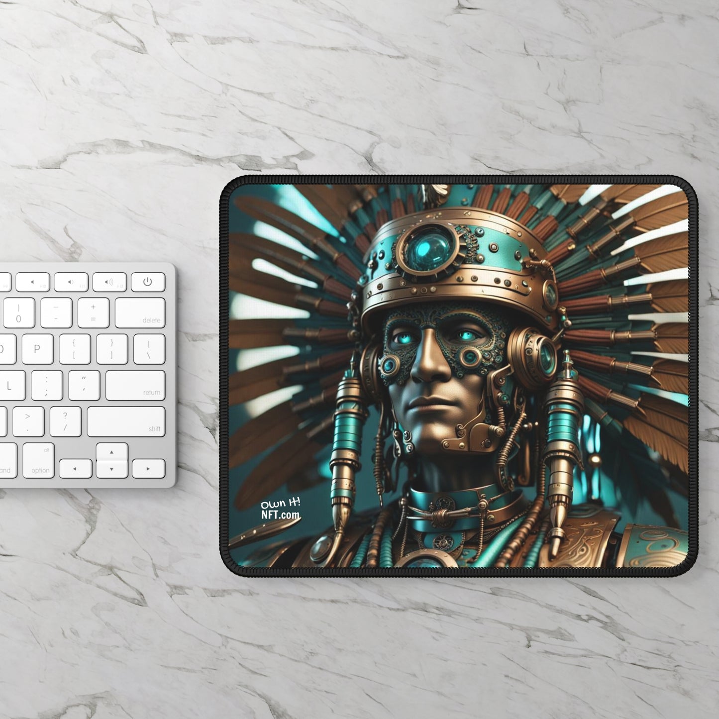 Steampunk American Indian Chief NFT Art Gaming Mouse Pad