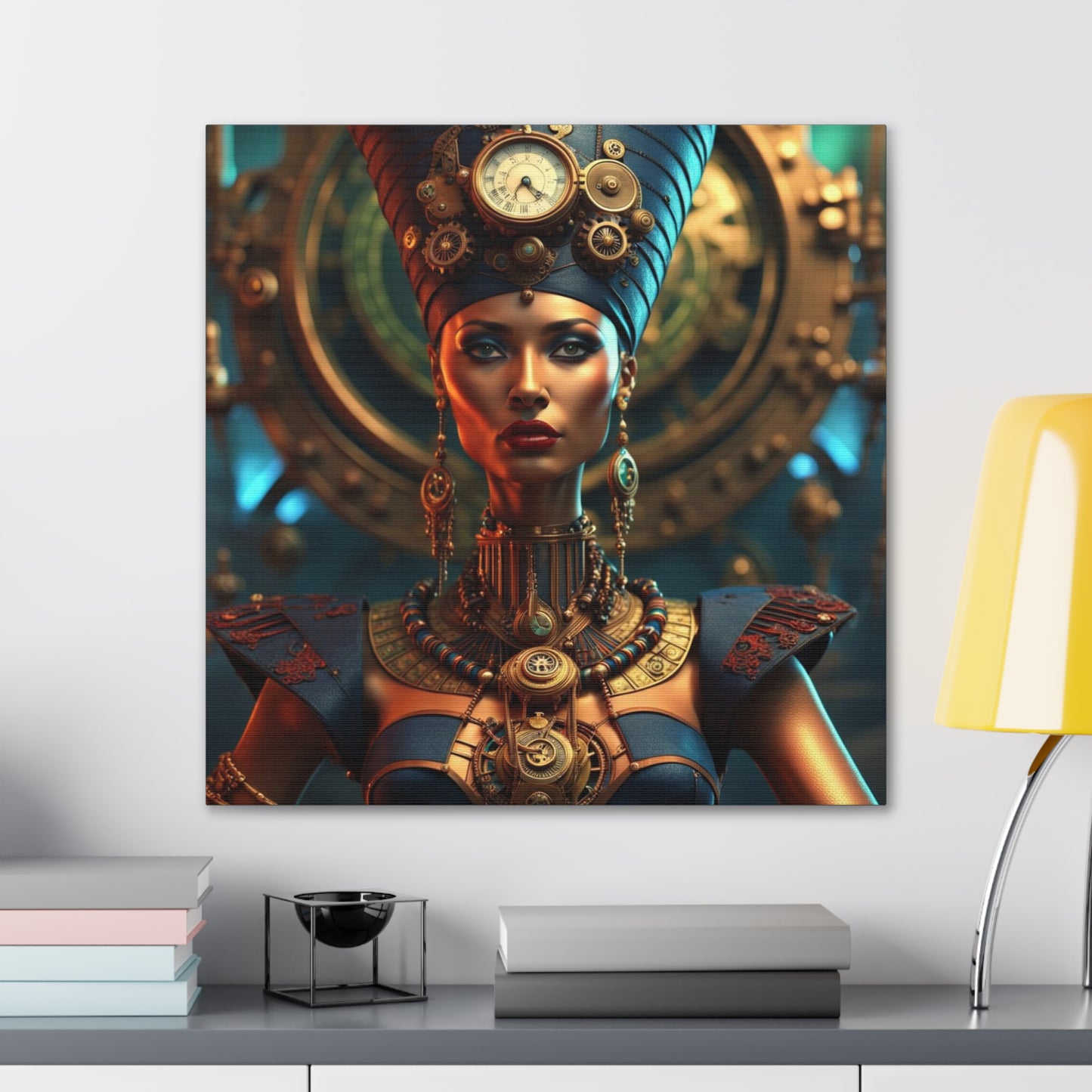 Steampunk Egyptian Queen Nefertiti NFT Art Canvas Gallery Wraps