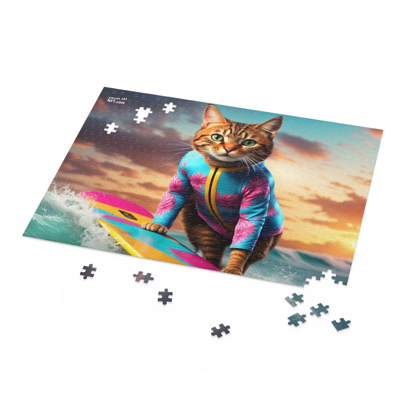 Surf Instructor Cat Profession NFT Art Collection Puzzle (120, 252, 500-Piece)