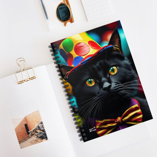 The Circus Clown Cat Profession NFT Art Spiral Notebook - Ruled Line